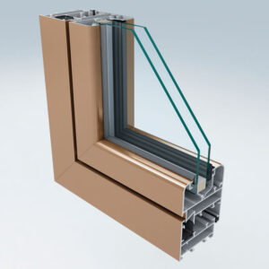 Sistemi per serramenti a
battente a taglio termico
composti da 2 profilati in
alluminio estruso in lega 6060